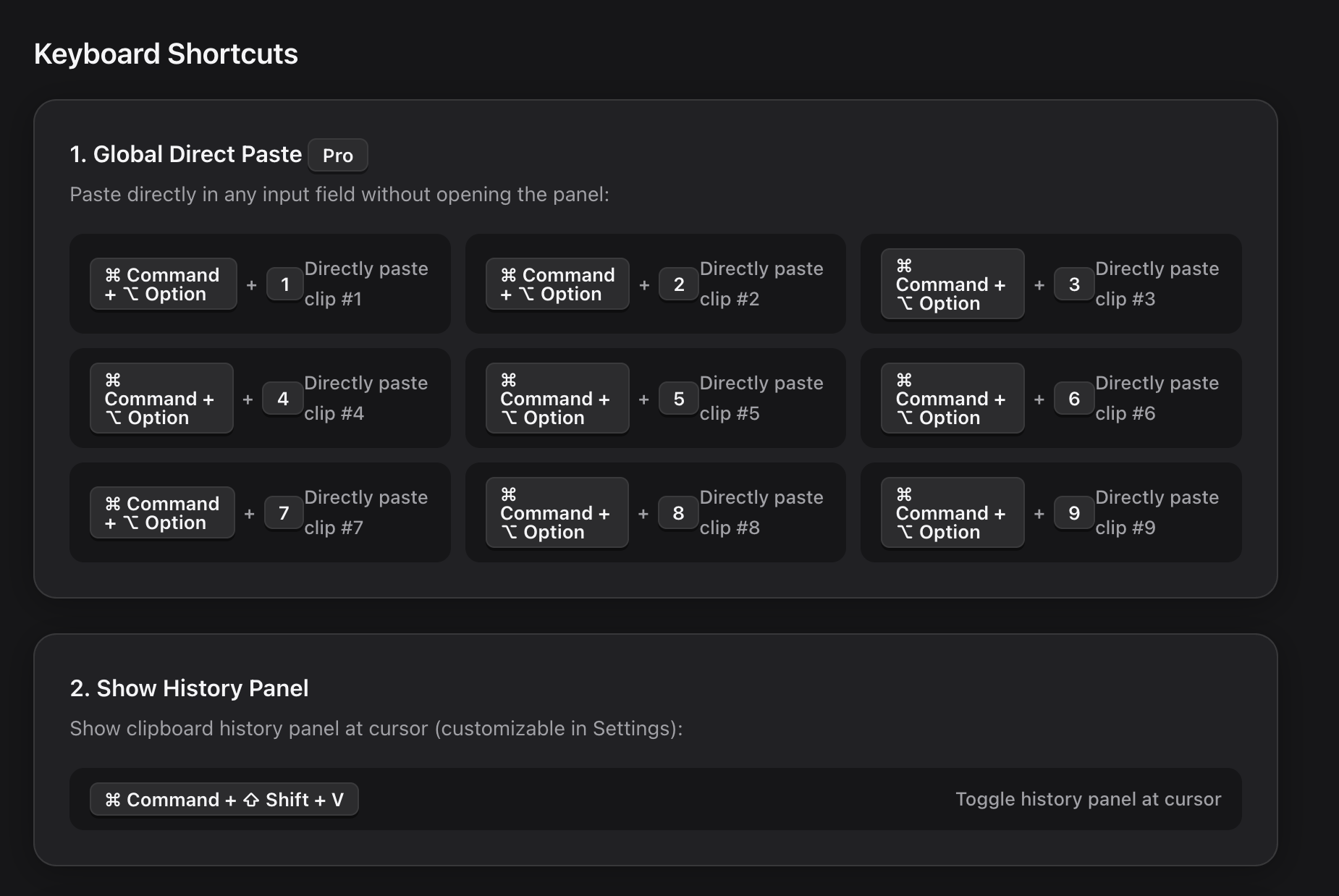 EasyPaste Keyboard Shortcuts Cheat Sheet